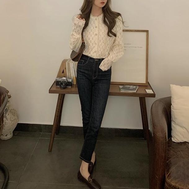 パフスリーフラワーレースブラウス 4296-お取り寄せ4296-画像5-韓国ファッション通販POPREA［ポップリア］