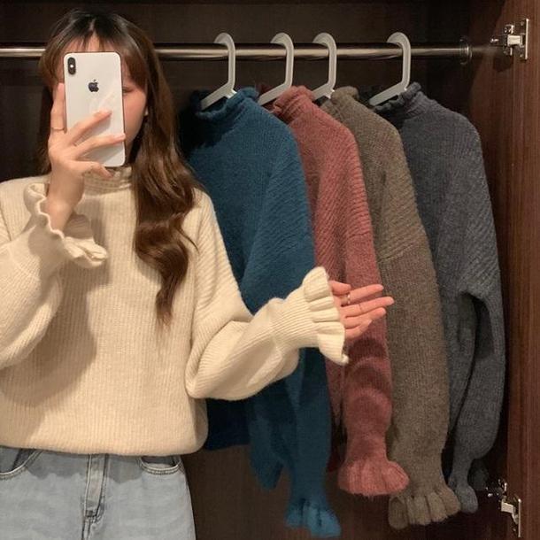 キャンディスリーブフリルニット 4297-pink_お取り寄せ42975-画像5-韓国ファッション通販POPREA［ポップリア］