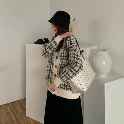 レトロ千鳥格子ニットカーディガン 4299-お取り寄せ4299-画像12-韓国ファッション通販POPREA［ポップリア］