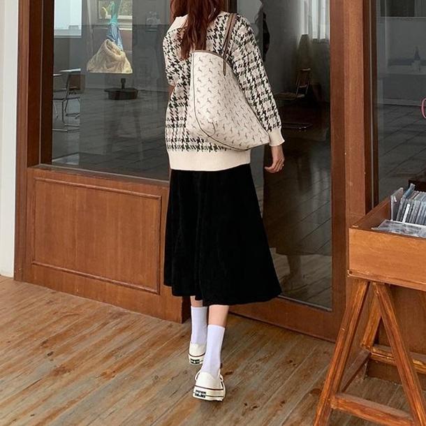 レトロ千鳥格子ニットカーディガン 4299-お取り寄せ4299-画像14-韓国ファッション通販POPREA［ポップリア］