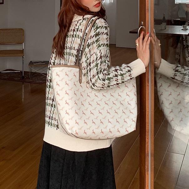 レトロ千鳥格子ニットカーディガン 4299-お取り寄せ4299-画像9-韓国ファッション通販POPREA［ポップリア］