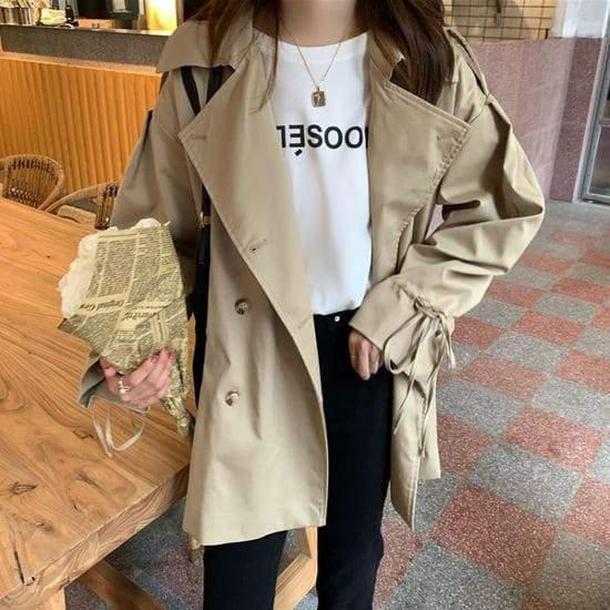 キャンディースリーブショートトレンチ 4311-beige_お取り寄せ43111-画像1-韓国ファッション通販POPREA［ポップリア］