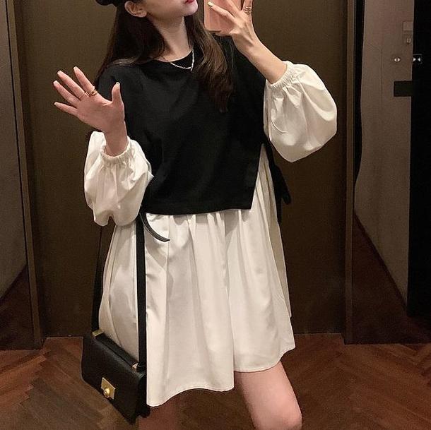 レイヤード風ワンピ 4326-お取り寄せ4326-画像2-韓国ファッション通販POPREA［ポップリア］