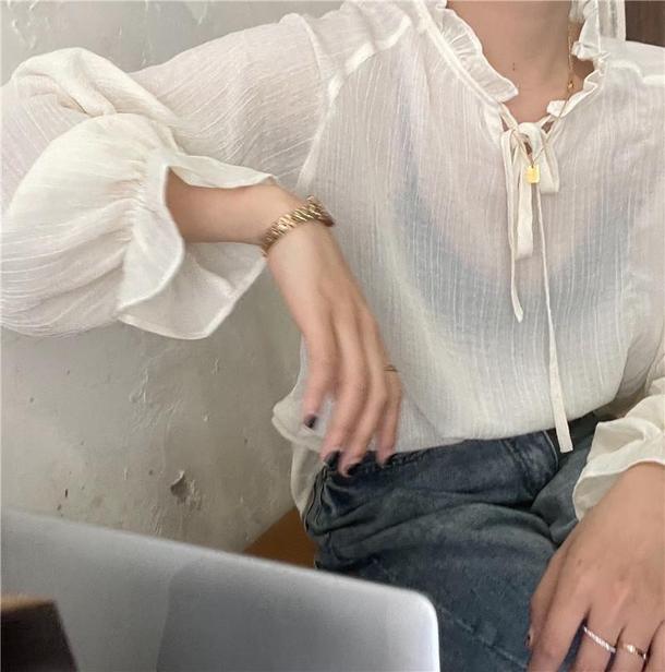 Vネックニット＆シフォンシャツ 4342-お取り寄せ4342-画像12-韓国ファッション通販POPREA［ポップリア］