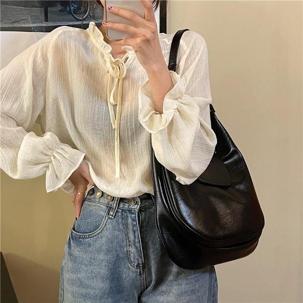 Vネックニット＆シフォンシャツ 4342-お取り寄せ4342-画像7-韓国ファッション通販POPREA［ポップリア］