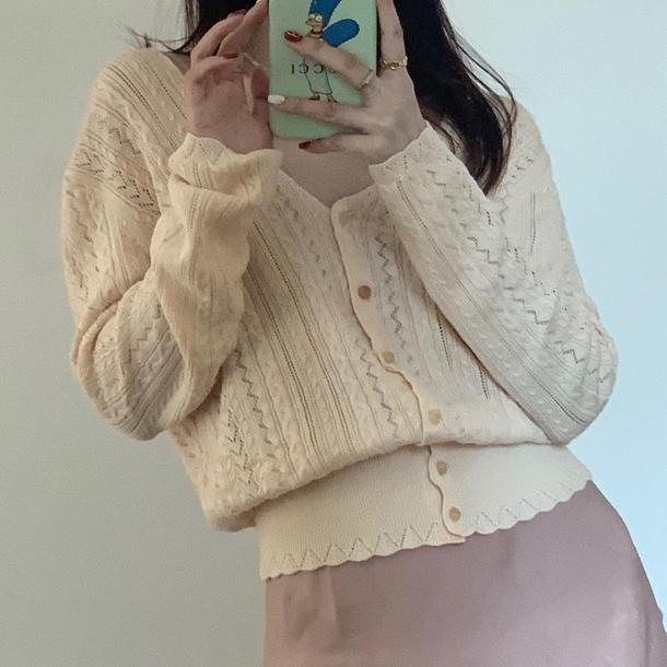 Vネックフレンチスタイルニット 4344-お取り寄せ4344-画像2-韓国ファッション通販POPREA［ポップリア］