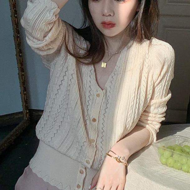 Vネックフレンチスタイルニット 4344-お取り寄せ4344-画像5-韓国ファッション通販POPREA［ポップリア］