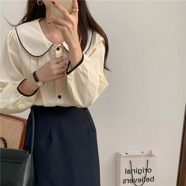 ラウンドカラープリーツブラウス 5088