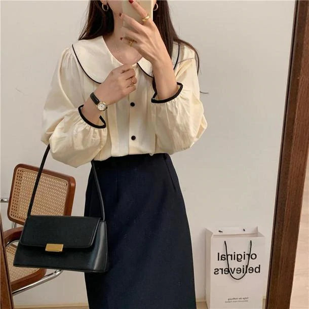 ラウンドカラープリーツブラウス 5088