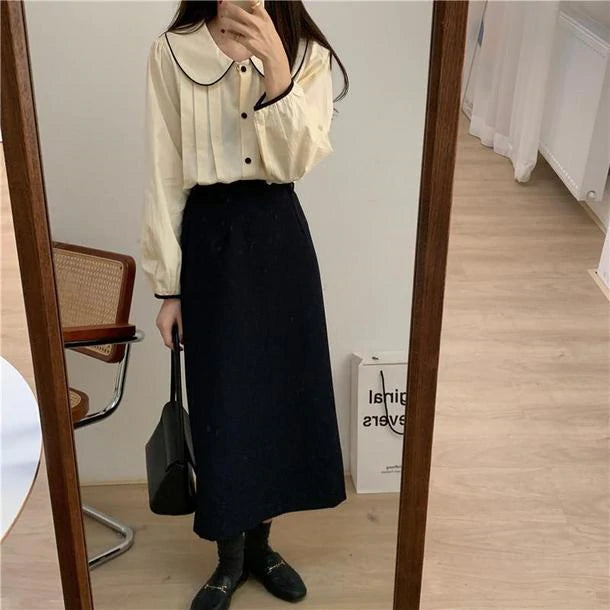 ラウンドカラープリーツブラウス 5088