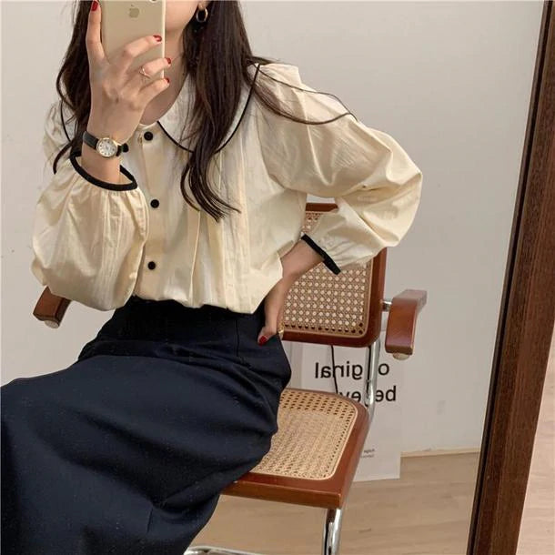 ラウンドカラープリーツブラウス 5088