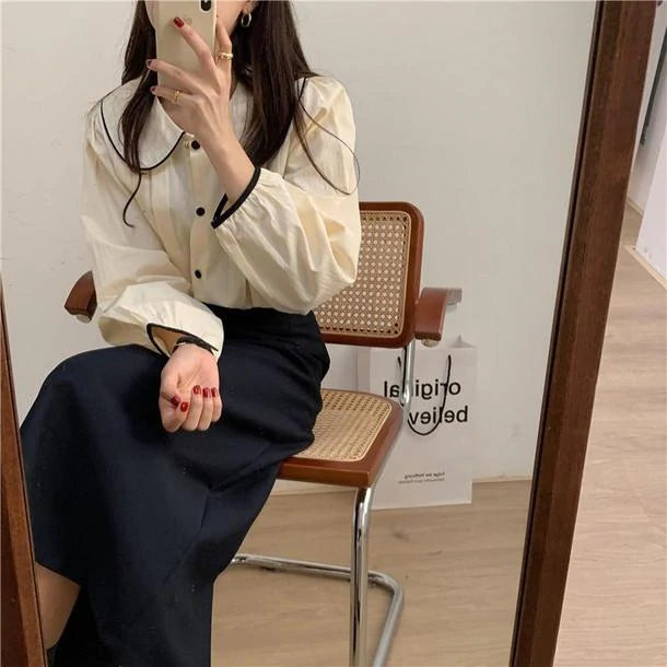 ラウンドカラープリーツブラウス 5088