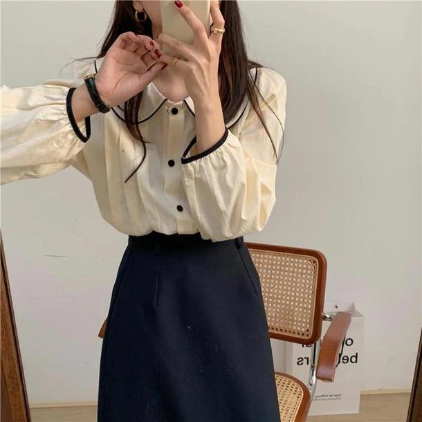 ラウンドカラープリーツブラウス 5088