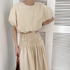 半袖パフスリーブ&ロングスカートセットアップ 4369-beige_お取り寄せ43692-画像7-韓国ファッション通販POPREA［ポップリア］