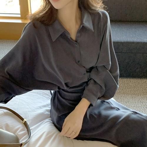 ランタンスリーブスリムワンピース 4378-navy blue_お取り寄せ43782-画像5-韓国ファッション通販POPREA［ポップリア］