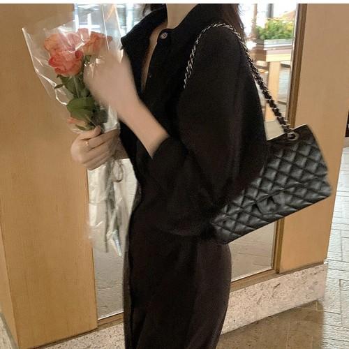 ランタンスリーブスリムワンピース 4378-black_お取り寄せ43783-画像10-韓国ファッション通販POPREA［ポップリア］