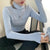 ウェーブフリルハイネックトップス 4404-blue_お取り寄せ44041-画像1-韓国ファッション通販POPREA［ポップリア］