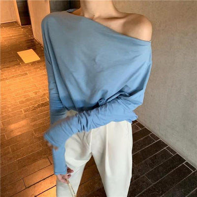 ストラップレスワンショルダーロンTee 4429-blue_お取り寄せ44293-画像16-韓国ファッション通販POPREA［ポップリア］