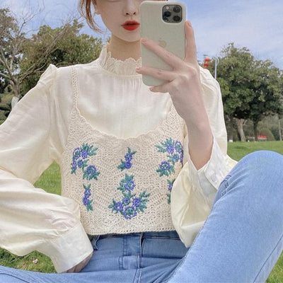 刺繍ニットビスチェ 4464-blue-flower_お取り寄せ44642-画像5-韓国ファッション通販POPREA［ポップリア］
