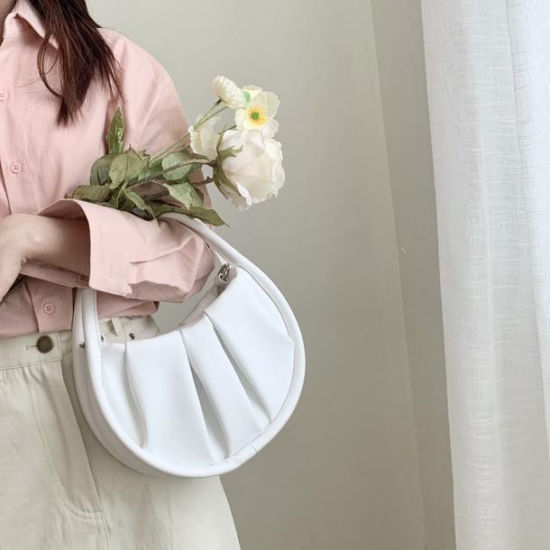 ホワイトホーボーバッグ 4477-white_お取り寄せ4477-画像2-韓国ファッション通販POPREA［ポップリア］