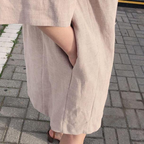 ダブルブレスト半袖ジャケット 4516-khaki_お取り寄せ4516-画像11-韓国ファッション通販POPREA［ポップリア］