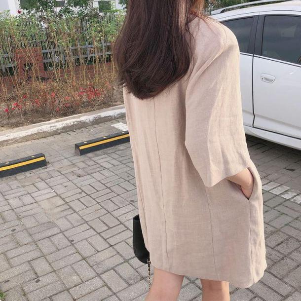 ダブルブレスト半袖ジャケット 4516-khaki_お取り寄せ4516-画像9-韓国ファッション通販POPREA［ポップリア］