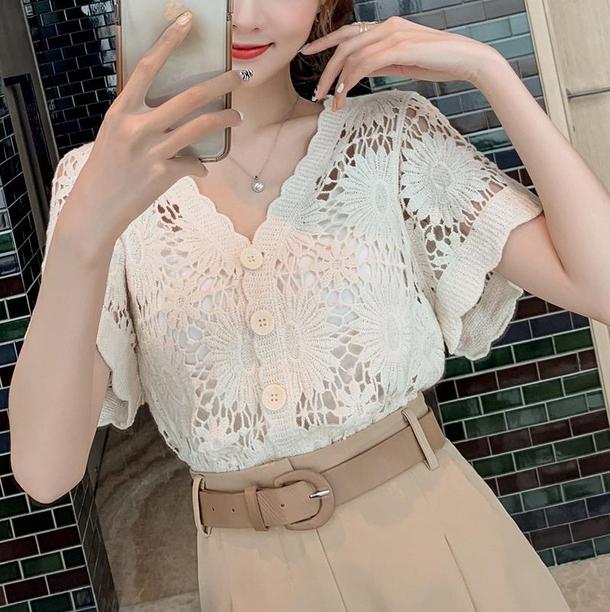 ビックフラワー刺繍カーディガン 4521-beige_お取り寄せ45212-画像10-韓国ファッション通販POPREA［ポップリア］