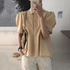 バックプリーツパフスリーブシャツ 4532-beige_お取り寄せ45321-画像2-韓国ファッション通販POPREA［ポップリア］
