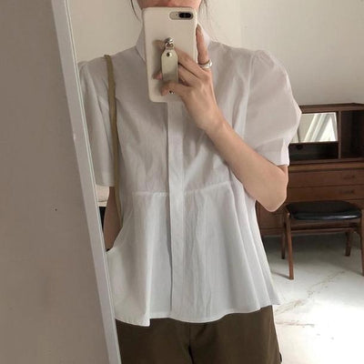 バックプリーツパフスリーブシャツ 4532-white_お取り寄せ45323-画像11-韓国ファッション通販POPREA［ポップリア］