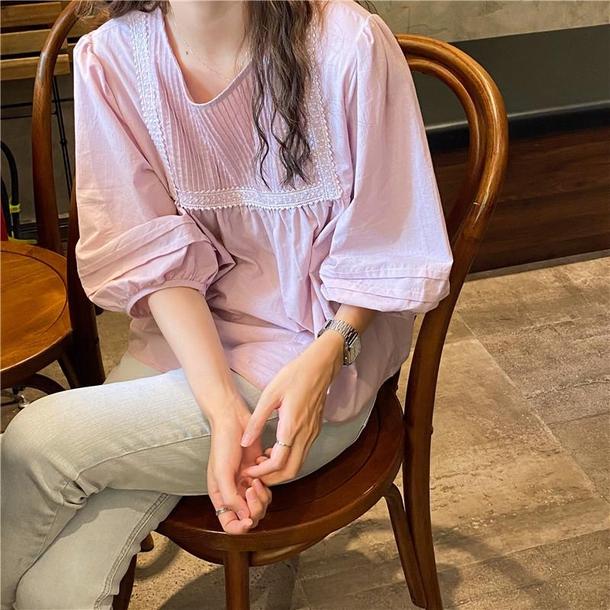 ラウンドネックプリーツブラウス 4534-pink_お取り寄せ45342-画像13-韓国ファッション通販POPREA［ポップリア］