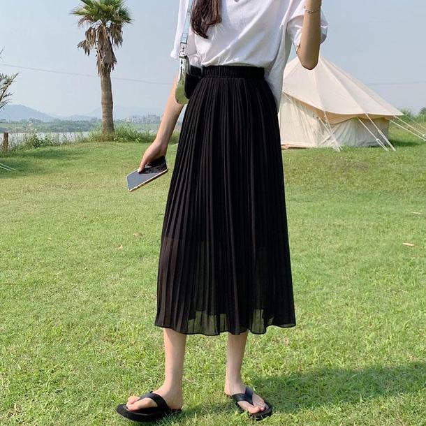 ロングプリーツスカート 4566-black_お取り寄せ45663-画像13-韓国ファッション通販POPREA［ポップリア］
