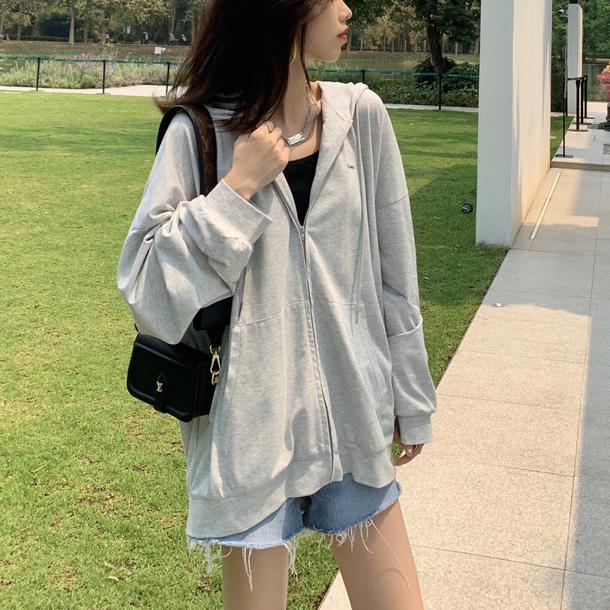 シンプルフルジップパーカー 4594-gray_お取り寄せ45942-画像7-韓国ファッション通販POPREA［ポップリア］