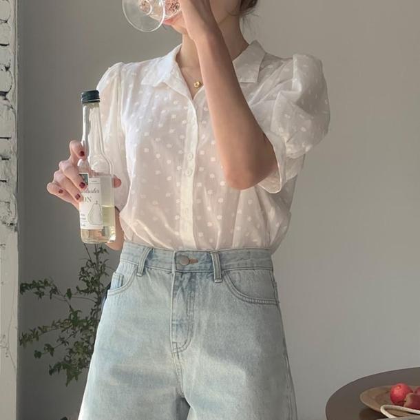 花刺繍アイボリーシャツ 4605-お取り寄せ_4605-画像13-韓国ファッション通販POPREA［ポップリア］