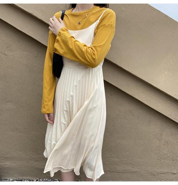 キャミソールプリーツワンピース 4639-お取り寄せ4639-画像2-韓国ファッション通販POPREA［ポップリア］