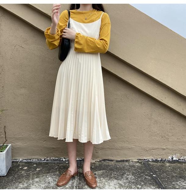 キャミソールプリーツワンピース 4639-お取り寄せ4639-画像1-韓国ファッション通販POPREA［ポップリア］