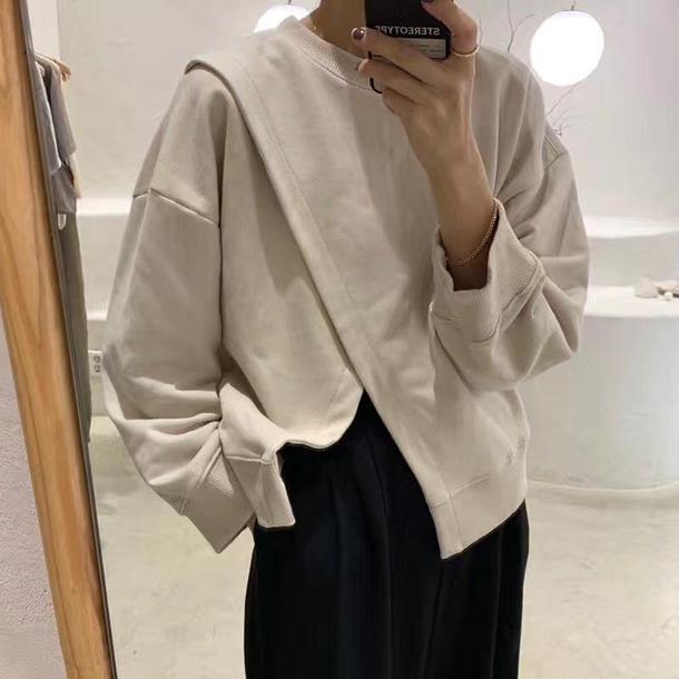 スリットレイヤードプルオーバー 4663-ivory_お取り寄せ46631-画像1-韓国ファッション通販POPREA［ポップリア］