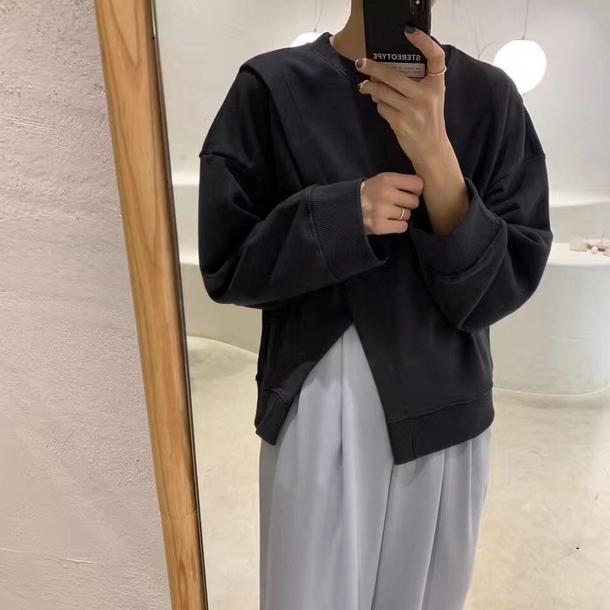 スリットレイヤードプルオーバー 4663-black_お取り寄せ46632-画像8-韓国ファッション通販POPREA［ポップリア］