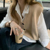 Vネックシングルボタンニットベスト 4673-beige_お取り寄せ46731-画像1-韓国ファッション通販POPREA［ポップリア］