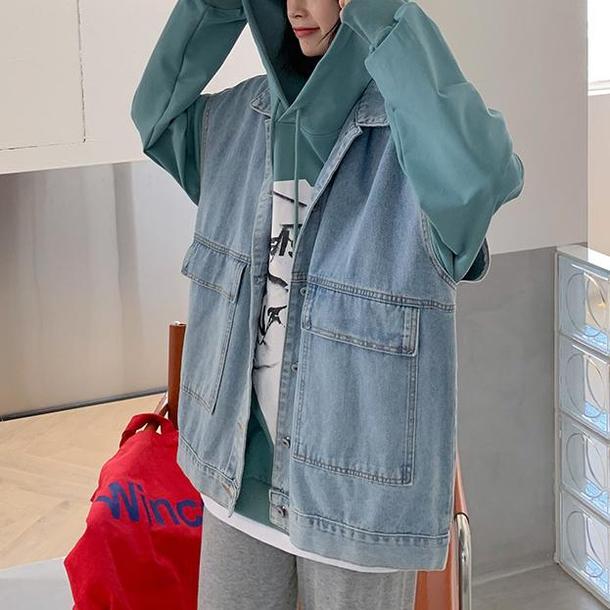 ノースリーブデニムジャケット 4683-denim_お取り寄せ4683-画像11-韓国ファッション通販POPREA［ポップリア］