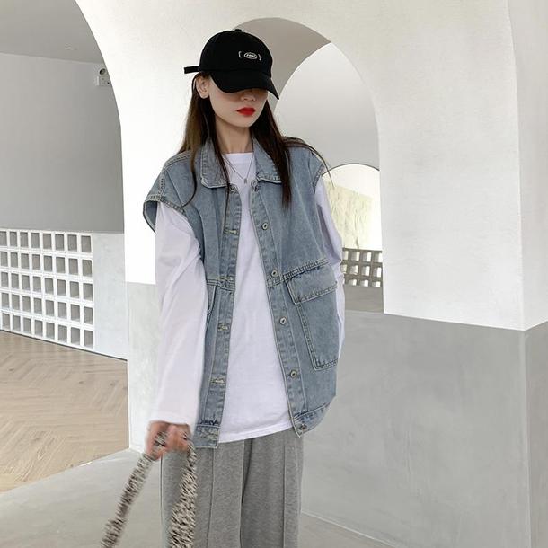 ノースリーブデニムジャケット 4683-denim_お取り寄せ4683-画像8-韓国ファッション通販POPREA［ポップリア］