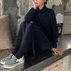 ハイウエスト長袖ワンピース 4687-black_お取り寄せ46871-画像1-韓国ファッション通販POPREA［ポップリア］