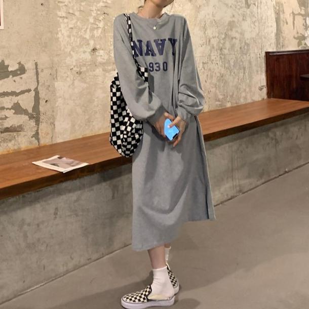 ロゴプリントトレーナーワンピース 4688-gray_お取り寄せ46882-画像8-韓国ファッション通販POPREA［ポップリア］