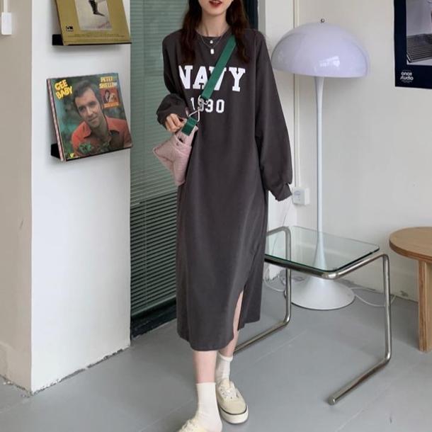 ロゴプリントトレーナーワンピース 4688-dark-gray_お取り寄せ46883-画像15-韓国ファッション通販POPREA［ポップリア］