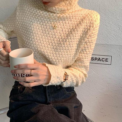 アートピケタートルネックトップス 4695-beige_お取り寄せ4695-画像3-韓国ファッション通販POPREA［ポップリア］