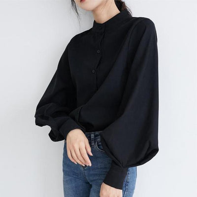 ハイネックルーズランタンスリーブトップス 4707-S/black_お取り寄せ47074-画像8-韓国ファッション通販POPREA［ポップリア］