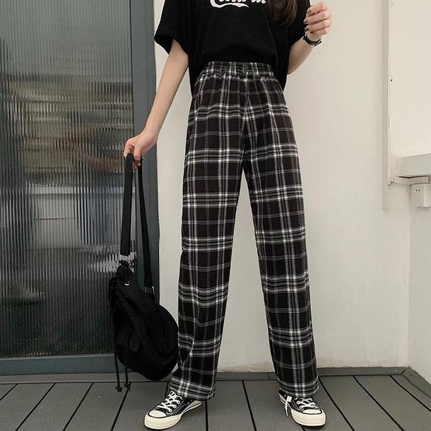 チェック柄ストレートパンツ 4714-check_お取り寄せ4714-画像11-韓国ファッション通販POPREA［ポップリア］