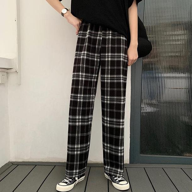 チェック柄ストレートパンツ 4714-check_お取り寄せ4714-画像12-韓国ファッション通販POPREA［ポップリア］