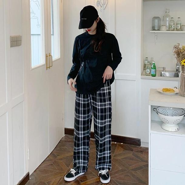 チェック柄ストレートパンツ 4714-check_お取り寄せ4714-画像4-韓国ファッション通販POPREA［ポップリア］