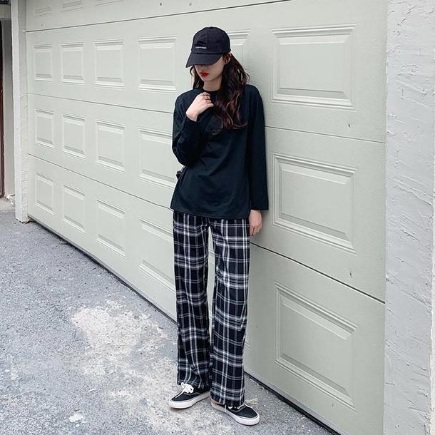 チェック柄ストレートパンツ 4714-check_お取り寄せ4714-画像7-韓国ファッション通販POPREA［ポップリア］