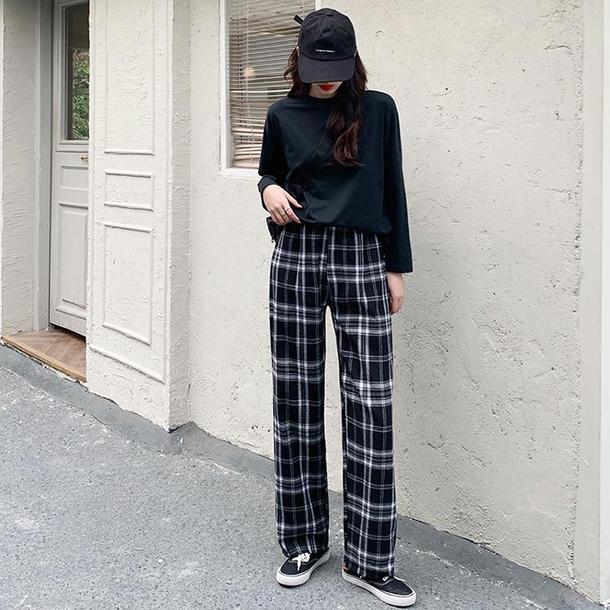 チェック柄ストレートパンツ 4714-check_お取り寄せ4714-画像8-韓国ファッション通販POPREA［ポップリア］